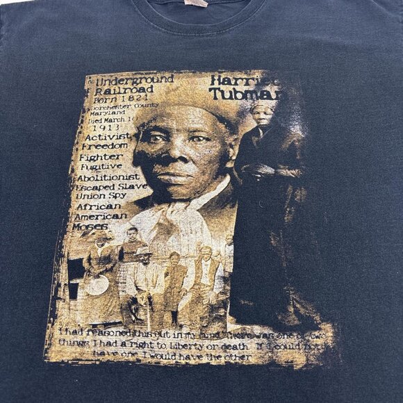 VTG Harriet Tubman Graphic T-Shirt Mens XL Faded Black History - Picture 2 of 6
